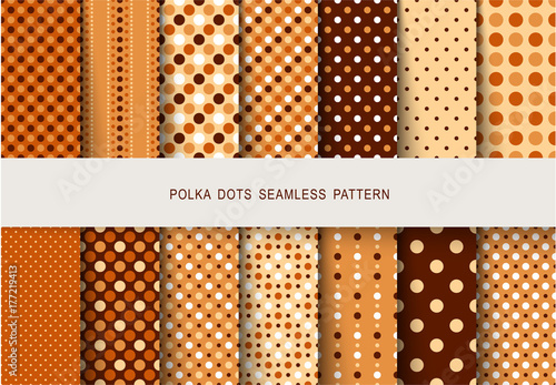 Seamless patterns autumn polka dots set