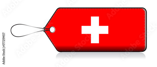 Swiss emogi flag, Label of  Product made in Switzerland