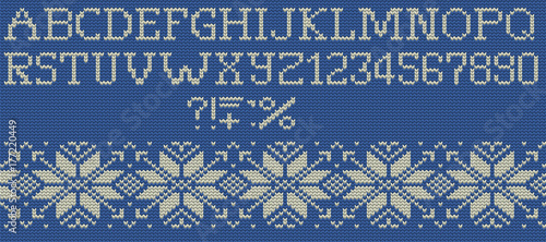 Knitted Merry Christmas alphabet. EPS 10 vector