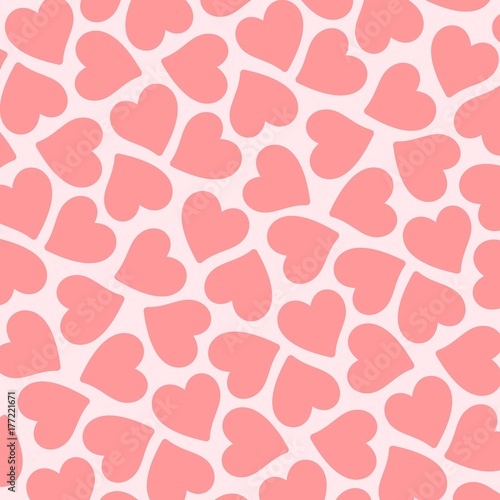 Pink vector flat hearts pattern. Valentines day card