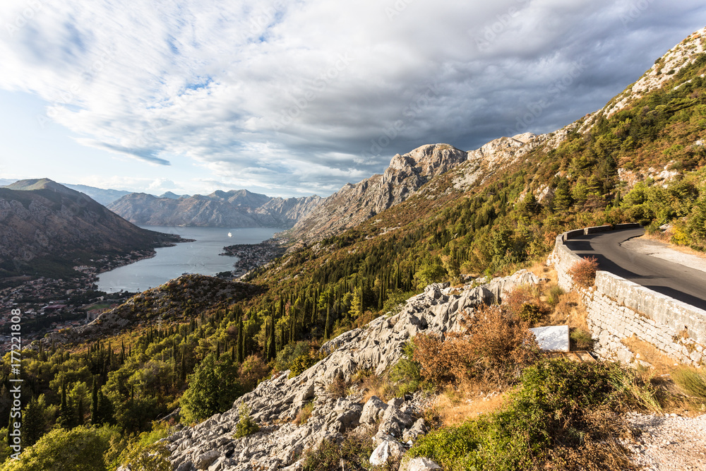 Fototapeta premium On the road above Kotor, Montenegro