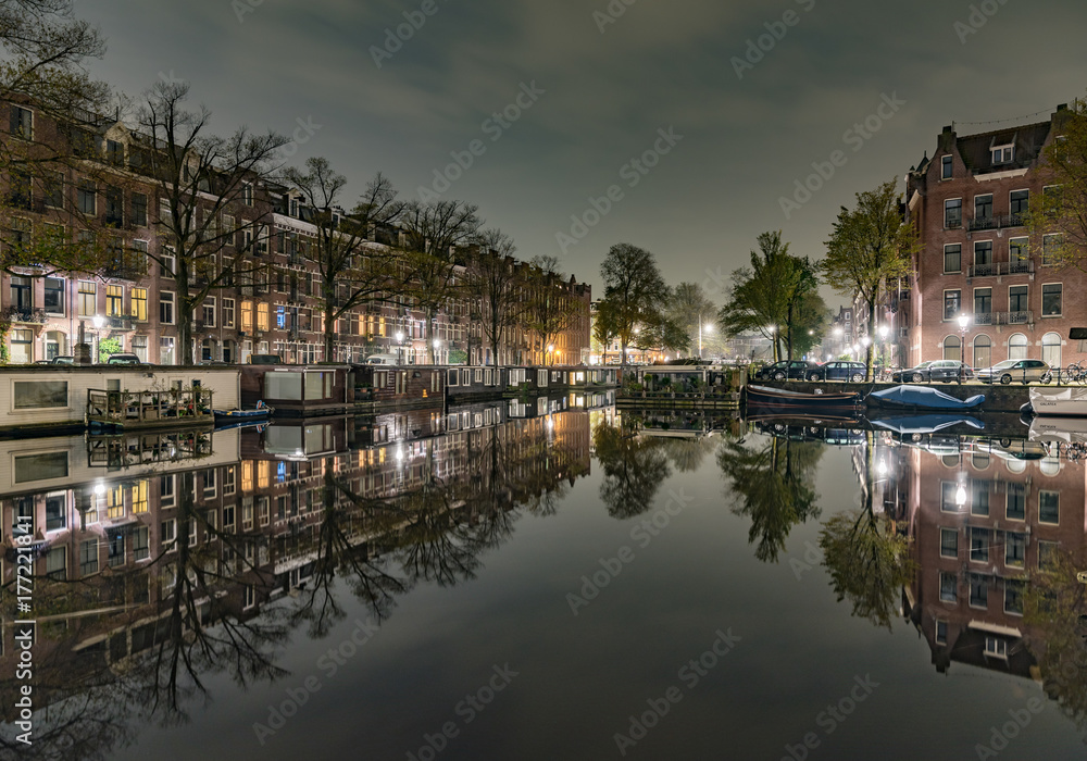 Canal Reflections Amsterdam Night