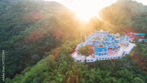 Wat Pa Phu Kon In Ubon Ratchathani,Thailand.Is a public temple. In the middle of the forest is beautiful. And is popular with tourists.The morning sun shines from the hills. photo