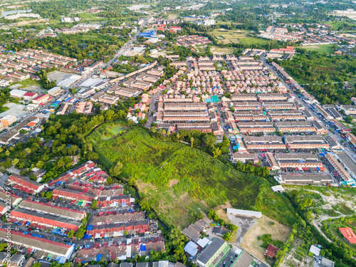Aerial view of suburb houses