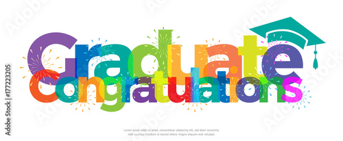 Congratulations graduate colorful with fireworks on white background