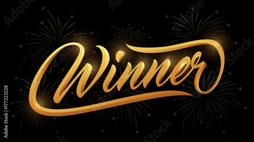 Elegant Winner invitation logo or card gold premium lettering illustration