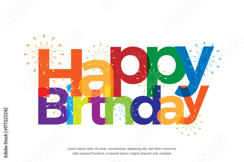 happy birthday full color with fireworks