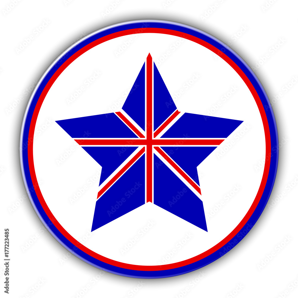 British flag as star. British star. British flag. British icon. Flag