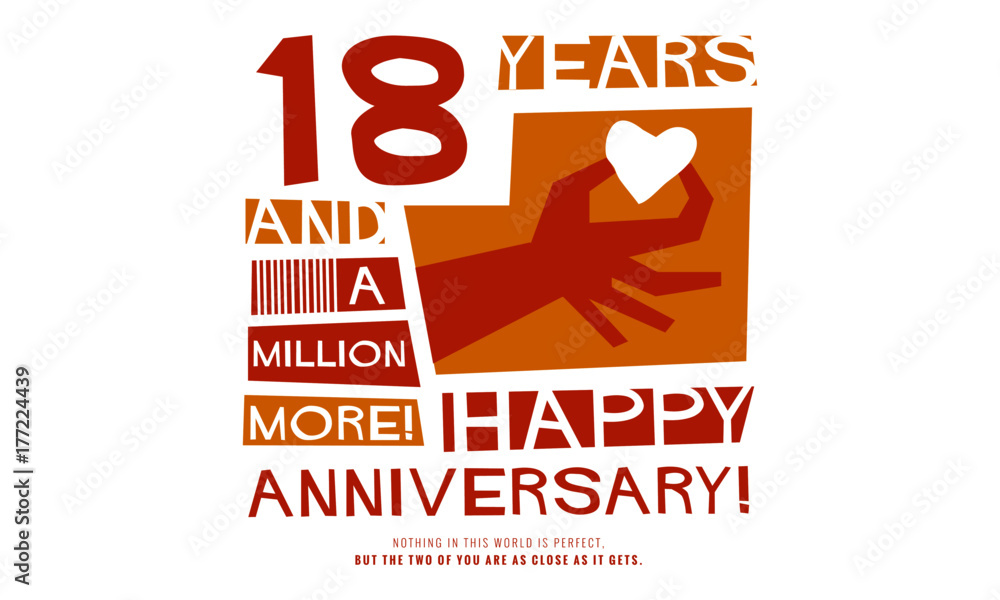18 Years and a Million More Happy Anniversary (Vector Illustration Concept Design)