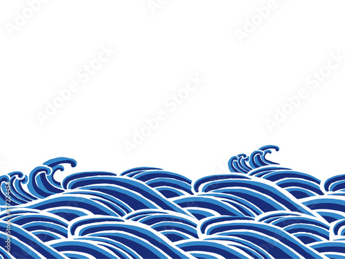 波　和柄イラスト