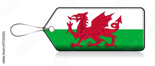 Wales flag leble, Label of product made in Wales, UK member