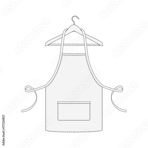 Kitchen apron on hanger isolated on white background