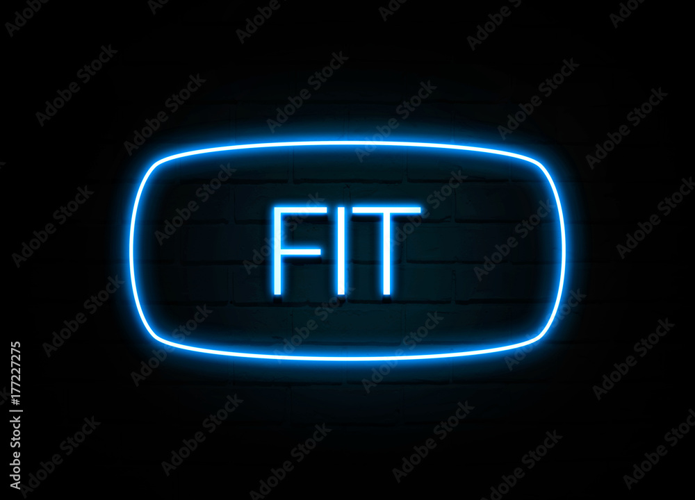 Fit - colorful Neon Sign on brickwall Fit - colorful Neon Sign on brickwall