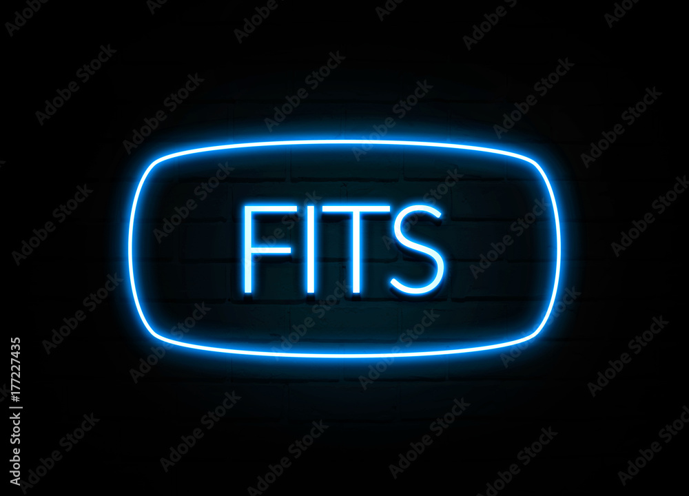 Fits - colorful Neon Sign on brickwall Fits - colorful Neon Sign on brickwall