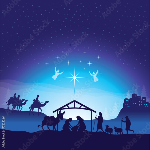 Canvas Print Christmas nativity scene