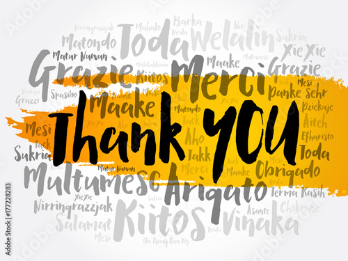 Thank You word cloud in different languages, concept background