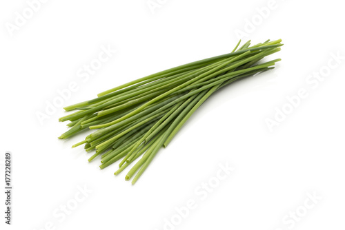 Stalks of Fresh Scallions Isolated on White Background