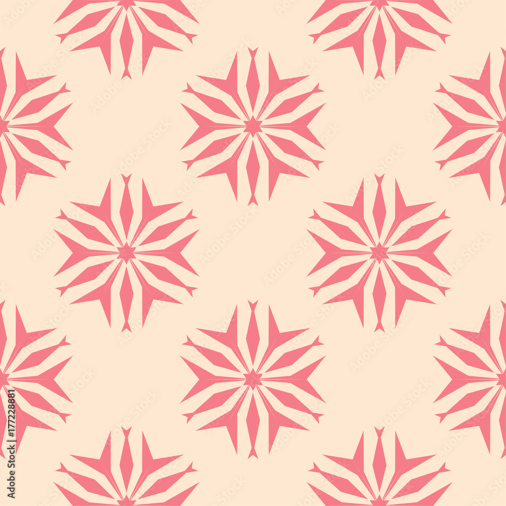 Red floral seamless pattern on beige background Red floral seamless pattern on beige background