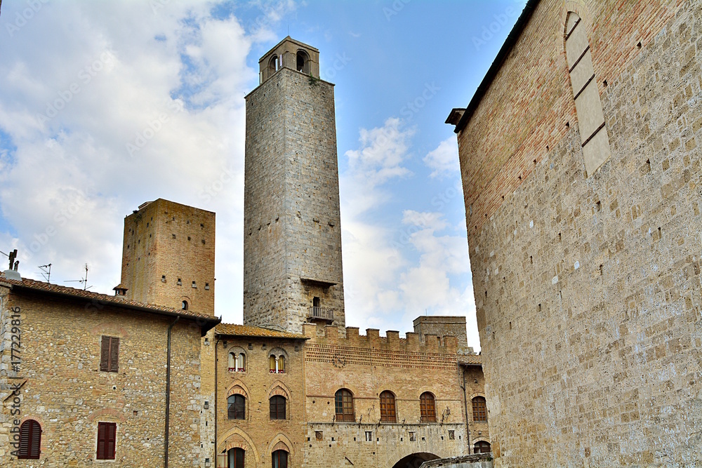 View of the beautiful medieval towers of San Gimignano, Tuscany, Italy.