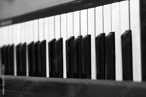 piano keys black and white color . photo