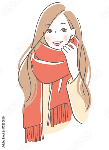 女性　マフラー