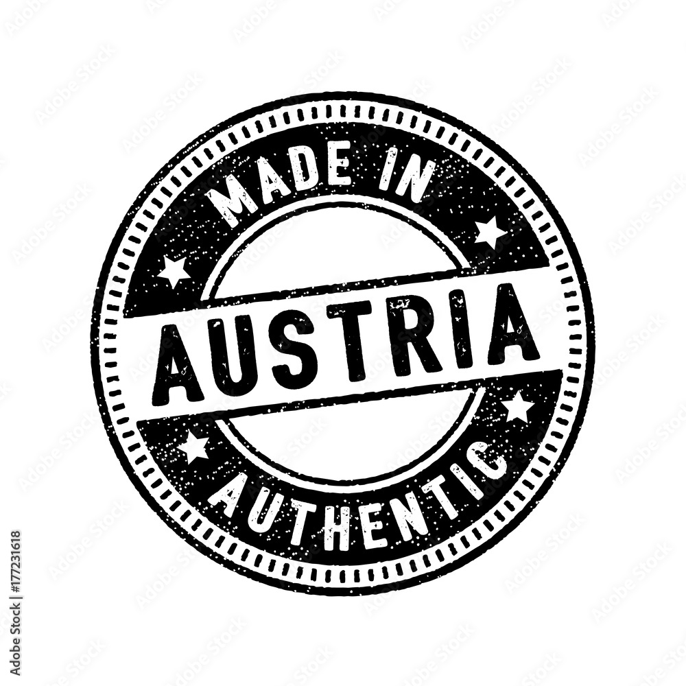 made in austria authentic circle rubber stamp icon