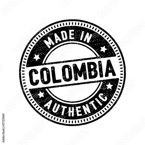 made in colombia authentic circle rubber stamp icon