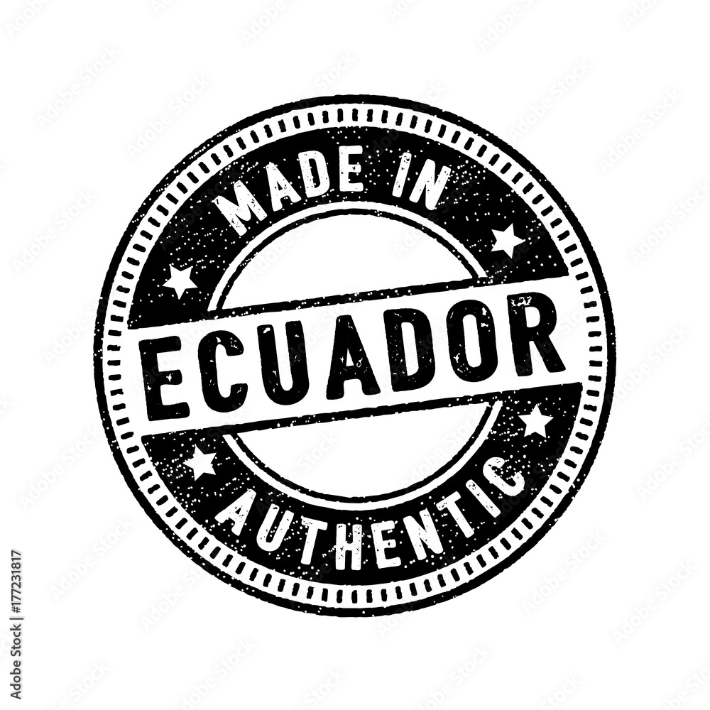 made in ecuador authentic circle rubber stamp icon