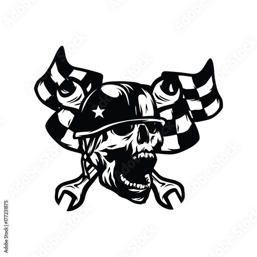 Skull ghost rider road vector illustration