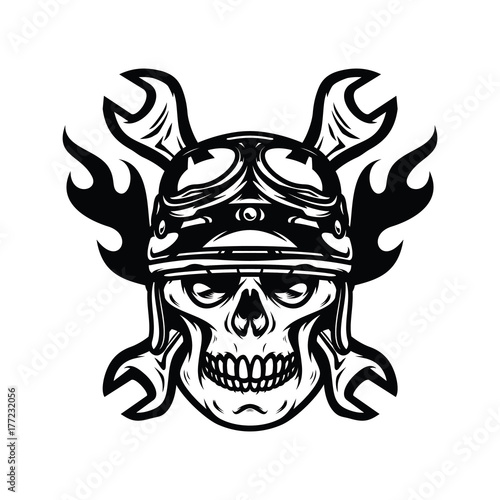 Skull ghost rider road vector illustration