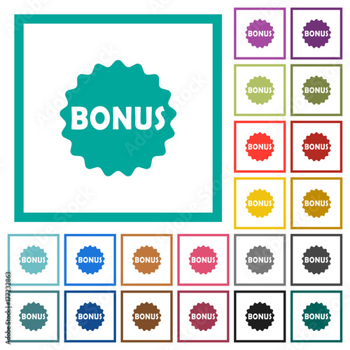 Bonus sticker flat color icons with quadrant frames