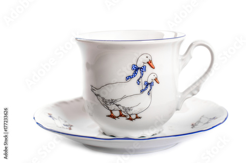 Cup and saucer on white background isolated
