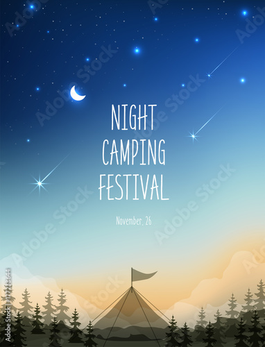 Obraz na płótnie Night Camping Festival Illustration