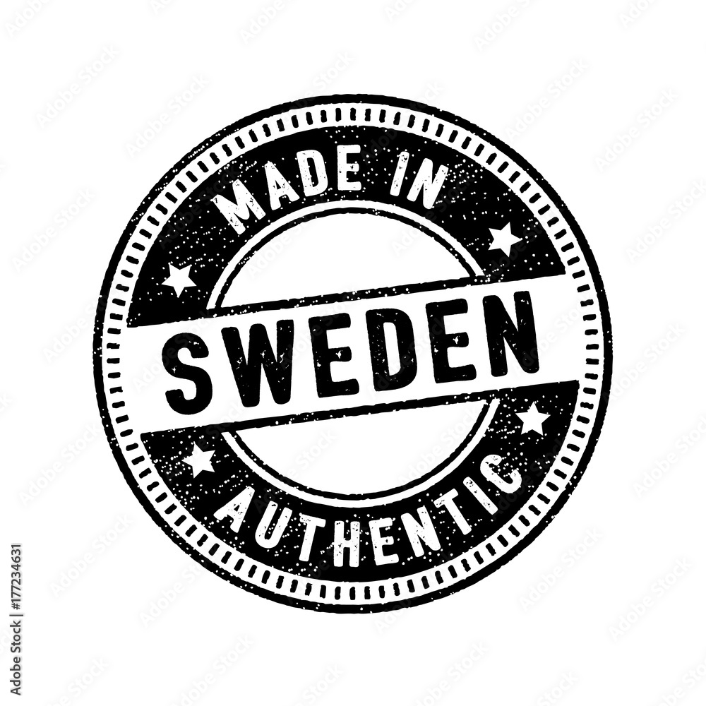 made in sweden authentic rubber stamp icon