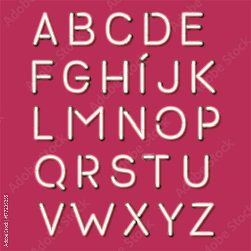 Realistic Neon Character Typeset. Neon Letters.