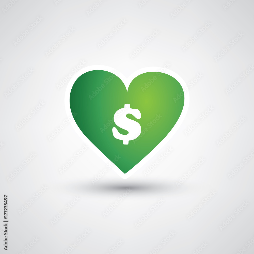 Love Green, Save Money Design Concept With Heart Shape And Dollar Sign Inside Love Green, Save Money Design Concept With Heart Shape And Dollar Sign Inside