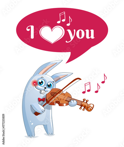 The hare plays the violin. Love
