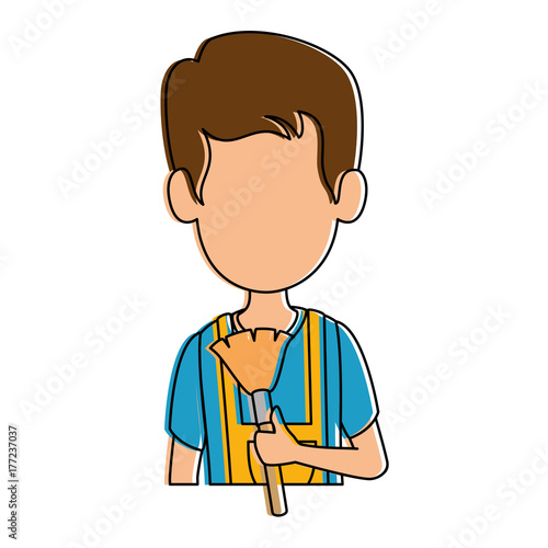 man with powder brush