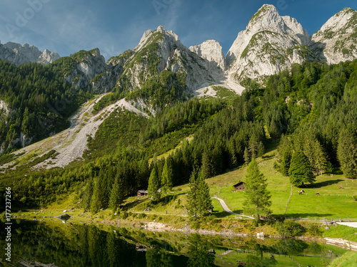 Vorderer Gosausee in Austria in summer, reflection in water © Stefan
