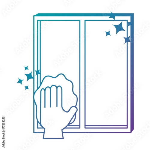 hand wiping window with cloth
