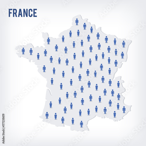 Vector people map of France. The concept of population.