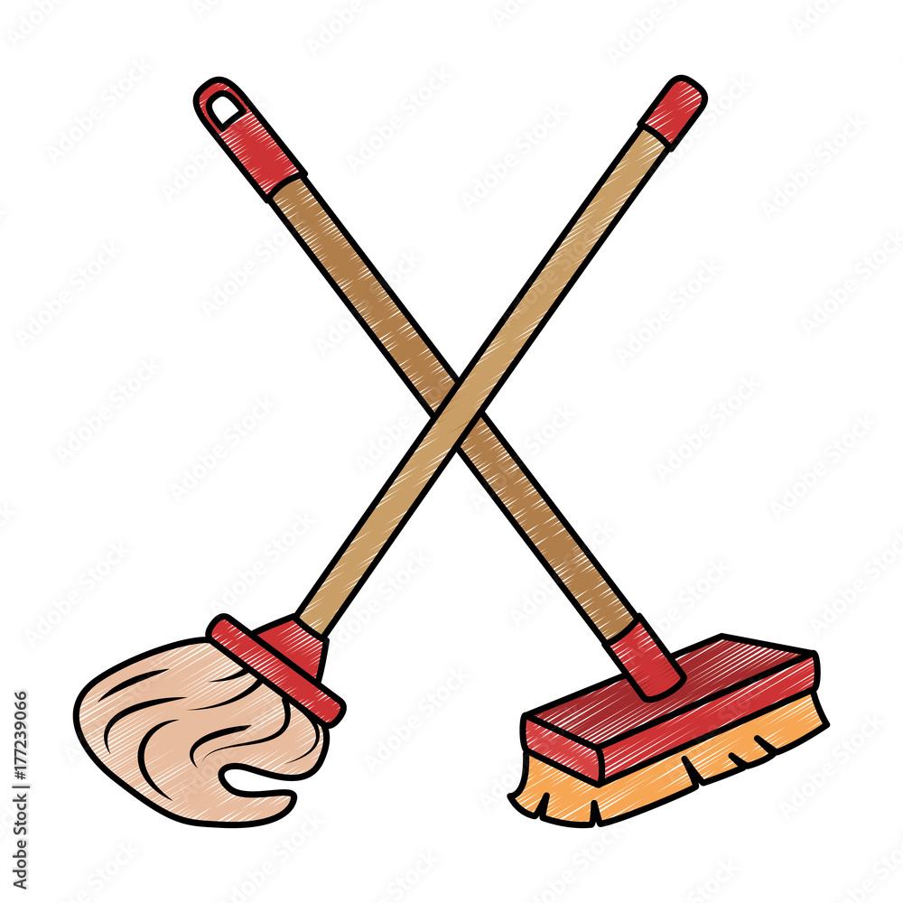 mop and brush icon mop and brush icon