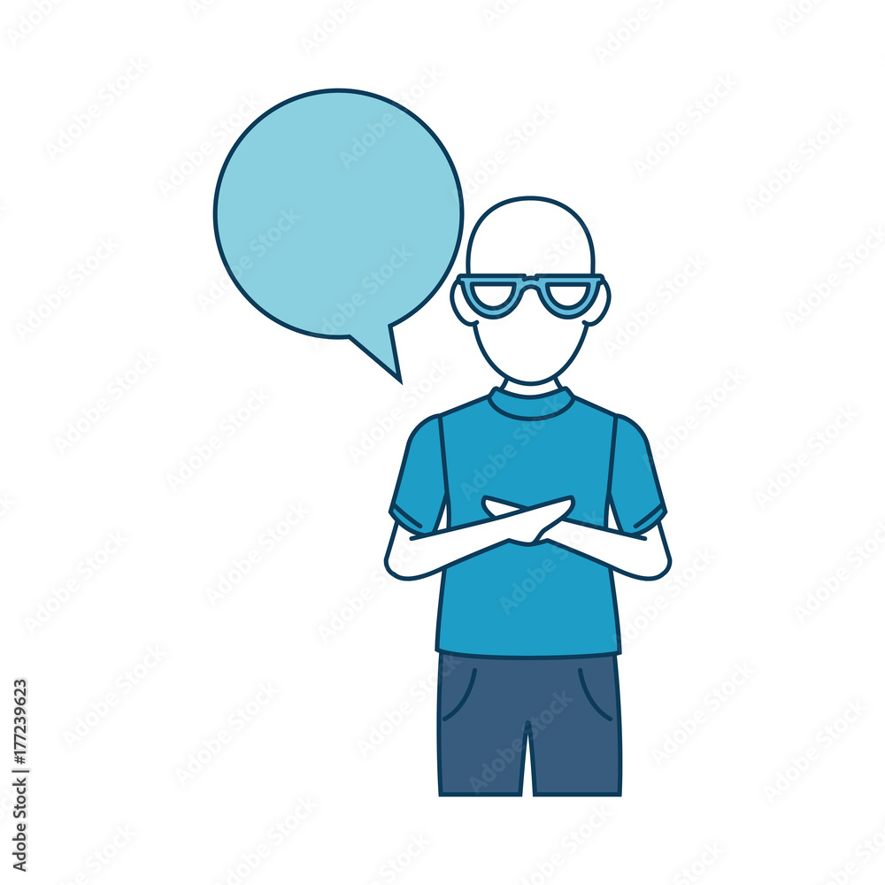 young man with speech bubble avatar character young man with speech bubble avatar character