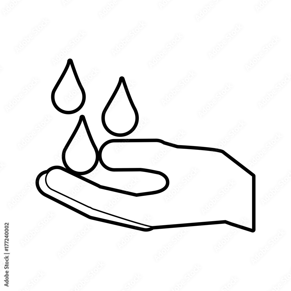 hand with water drop clean hygiene symbol vector illustration hand with water drop clean hygiene symbol vector illustration