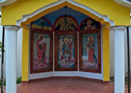 small arranged open chapel in monastery, Serbia