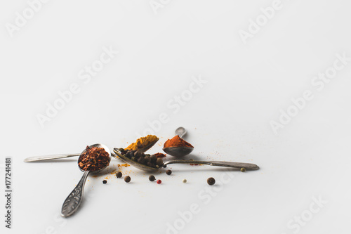 Fotografia, Obraz spoons with various spices
