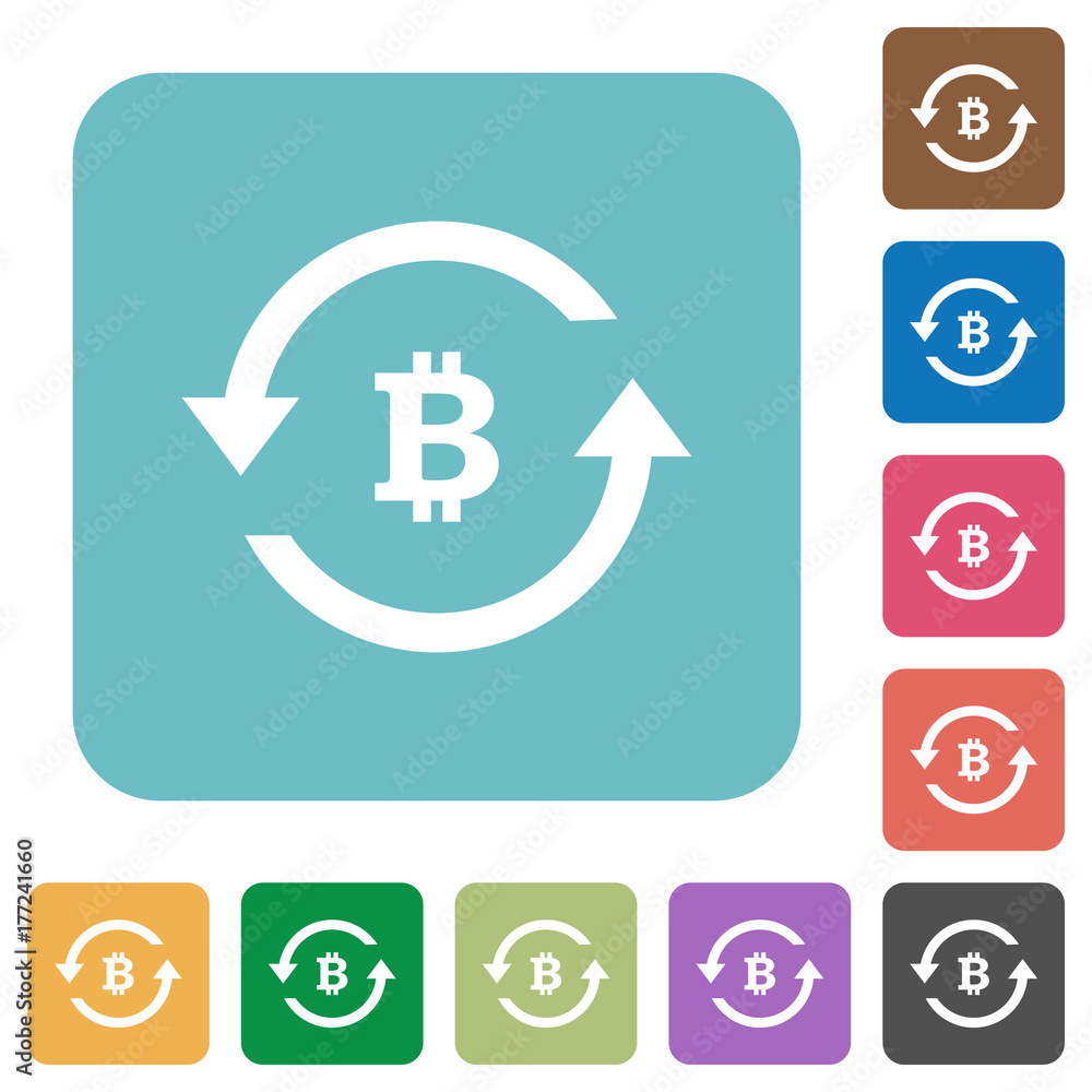 Bitcoin pay back rounded square flat icons Bitcoin pay back rounded square flat icons