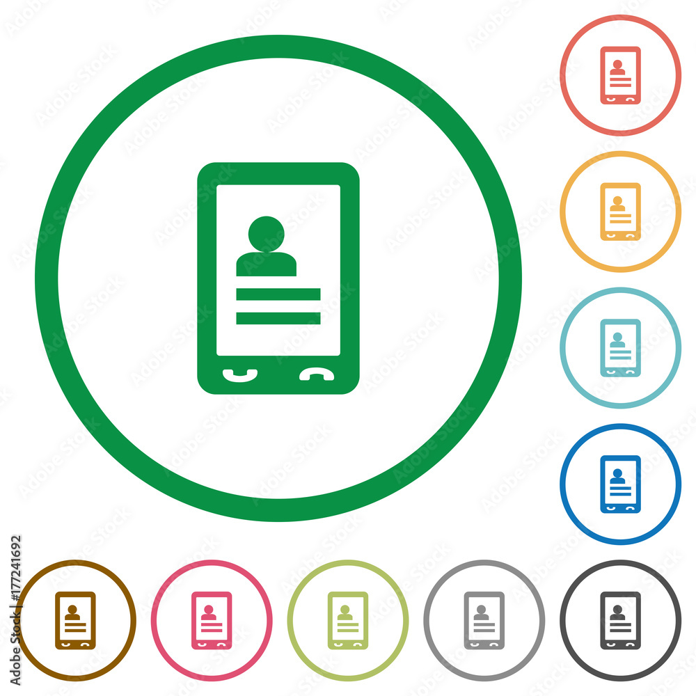 Mobile contacts flat icons with outlines Mobile contacts flat icons with outlines