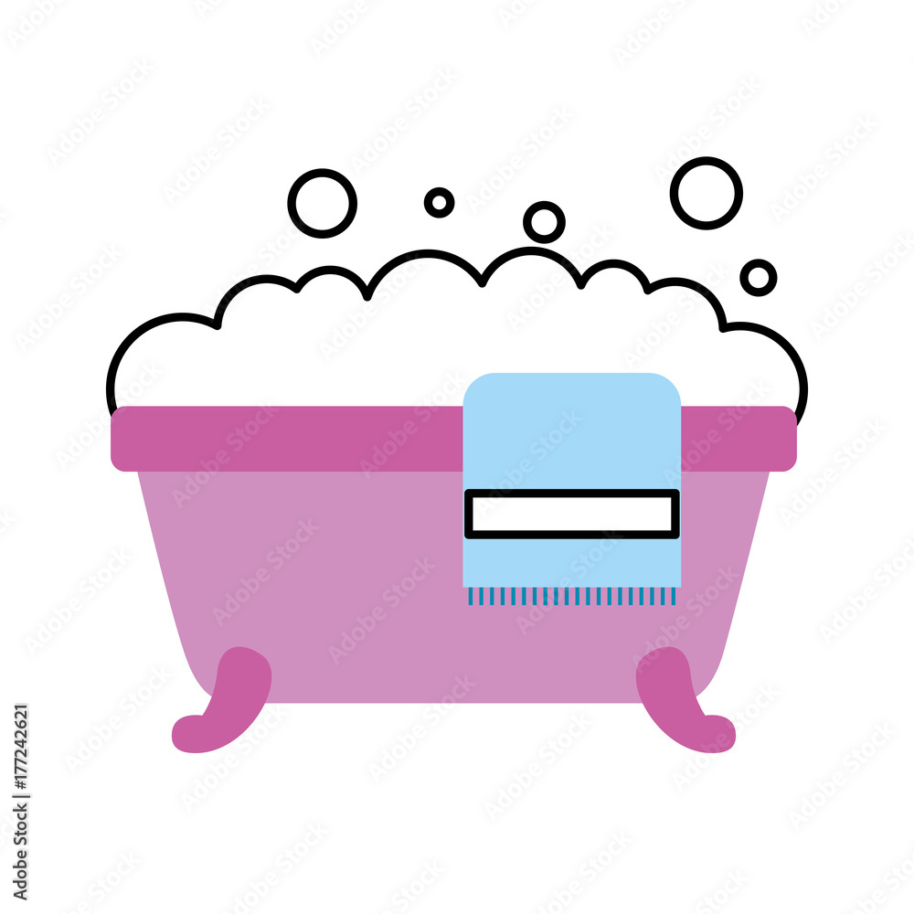 bathtub towel foam soap clean hygiene interior ceramic icon vector illustration bathtub towel foam soap clean hygiene interior ceramic icon vector illustration