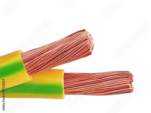 Electrical cables isolated on white background